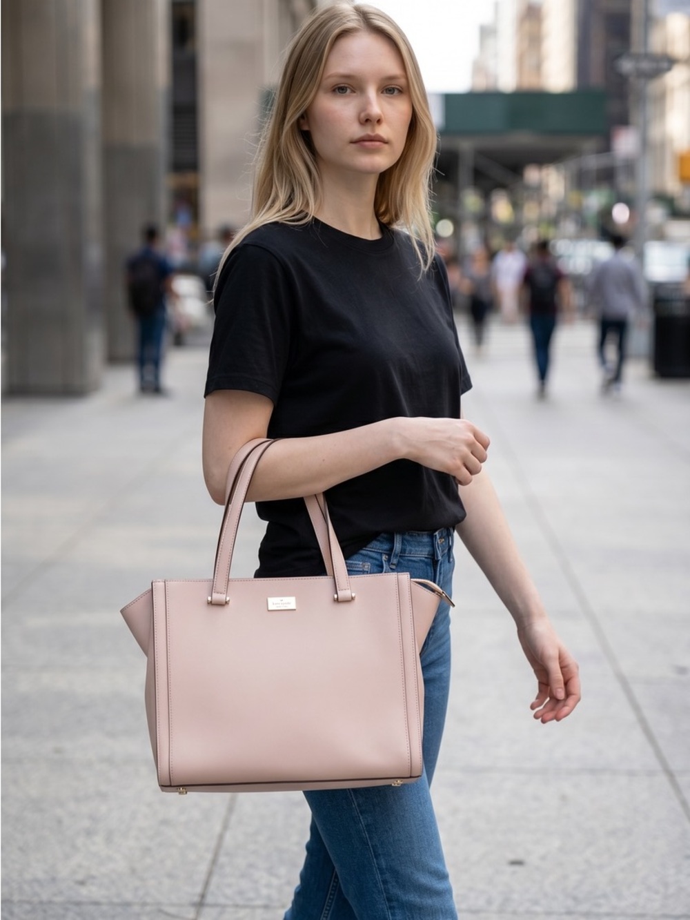 kate spade Blush Tote Bag - Classic Everyday Handbag with Zipper Closure
